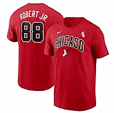 Men's Chicago White Sox #88 Luis Robert Jr. Red 2025 City Connect Name & Number T-Shirt,baseball caps,new era cap wholesale,wholesale hats
